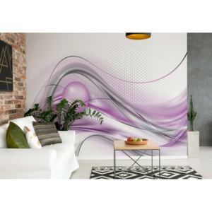 Fototapet - Modern Abstract 3D Design Silver And Purple Vliesová tapeta - 416x254 cm