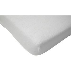 Cearsaf alb din frotir impermeabil pentru pat bebe 60x120 cm Jollein