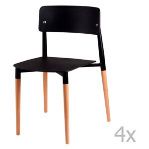 Set 4 scaune cu picioare din lemn sømcasa Claire, negru