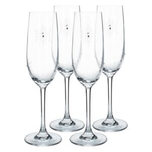 TEMPO-KONDELA SNOWFLAKE CHAMPAGNE, pahare de şampanie, set de 4, cu cristale, 230 ml