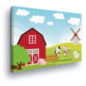 Tablou - Cartoon Farm with Animals 100x75 cm