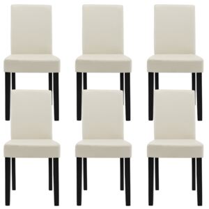[en.casa]® Set Victoria 6 scaune bucatarie, 90 x 42 cm, tapitat, piele sintetica, forma trapezoidala sezut, crem-fildes