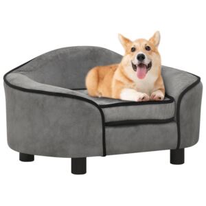 Canapea pentru câini, gri, 67x47x36 cm, pluș