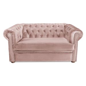 Canapea cu 2 locuri extensibila Chesterfield, roz, 150x66x90 cm
