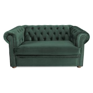 Canapea cu 2 locuri extensibila Chesterfield, verde, 150x66x90 cm