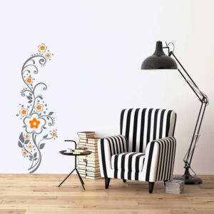 GLIX Floral decoration X. - autocolant de perete Gri și portocaliu 30 x 100 cm