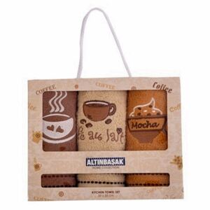 Set 3 prosoape bucatarie bumbac 100%, Café latte