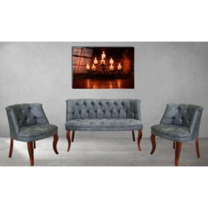Set canapea 2 locuri cu 2 fotolii, Cafe Homs gri