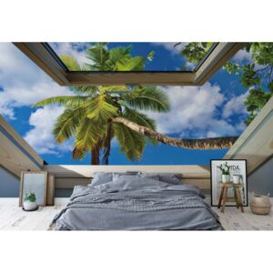 GLIX Fototapet - Tropical Beach 3D Skylight Window View Papírová tapeta - 368x280 cm