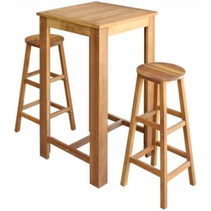 Set masă și scaune de bar 3 piese lemn masiv de acacia