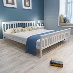Cadru de pat alb 180 x 200 cm lemn masiv de pin