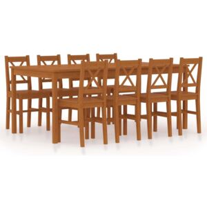 Set mobilier de bucătărie 9 piese maro miere lemn de pin