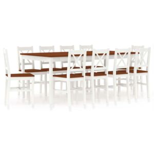 Set mobilier de bucătărie 11 piese alb și maro lemn de pin
