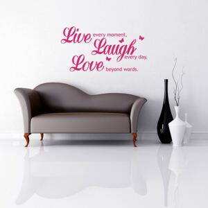 Live laugh love - autocolant de perete Roz 50 x 25 cm