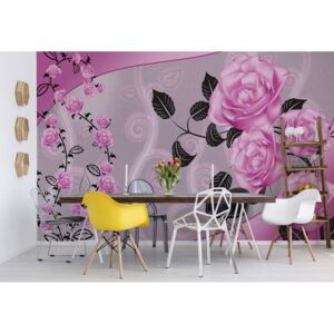 Fototapet - Pink Roses Floral Design Papírová tapeta - 184x254 cm