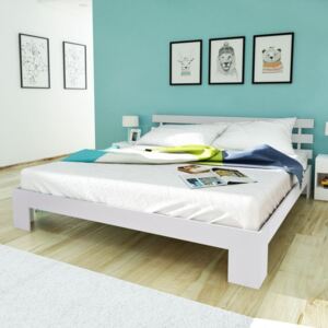 Cadru de pat alb 160 x 200 cm lemn de pin masiv