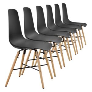 [en.casa]® Set 6 scaune design - 85,5 x 46 cm, forma sezut scoica - negru