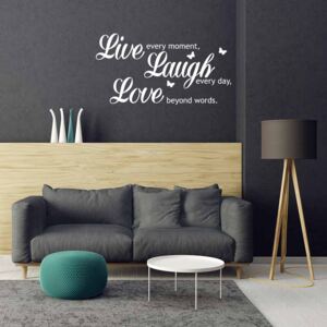 Live laugh love - autocolant de perete Alb 70 x 35 cm