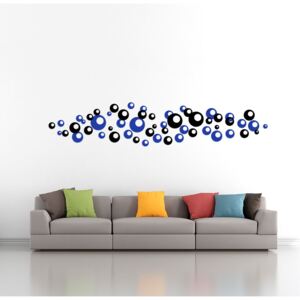 Bubbles bicolour - autocolant de perete Negru și albastru 2 x 50 x 50 cm