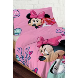 Lenjerie de pat pentru copii Minnie Hearts multicolor 140x200 cm