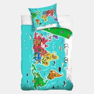 Lenjerie de pat pentru copii Continente multicolor 140x200 cm