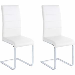 Set de 2 scaune tapitate Josy piele sintetica/metal, alb/argintiu, 42 x 44 x103 cm