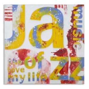 Tablou Jazz , 100x100x3.5 cm, lemn de pin/ canvas, multicolor