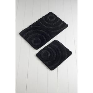 Set 2 covorase baie bumbac, Alessia Home, Wave - Black