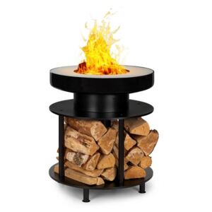 Blumfeldt Wood Stock, vatră 2 în 1, grătar BBQ, Ø56cm, oțel inoxidabil, neagră