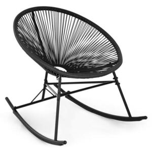 Blumfeldt Roqueta, scaun balansoar, design retro, 4mm panglică, negru