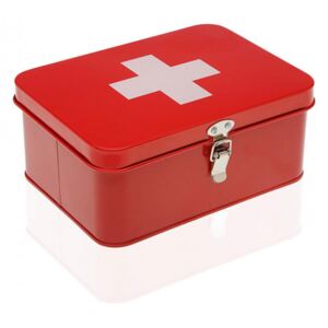 Cutie rosie/alba cu capac din metal pentru medicamente First Aid Kit Versa Home