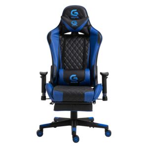 Scaun Gaming Genator V5020, suport picioare, funcție sezlong, Negru/Albastru