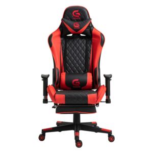 Scaun Gaming Genator V5020, suport picioare, funcție sezlong, Negru/Roșu