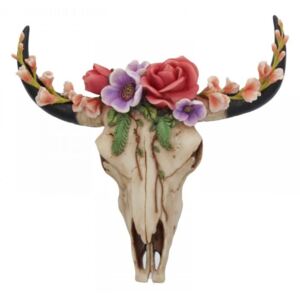 Decoratiune craniu bivol Floral Wilderness 32 cm