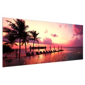 Tablou cu plajă și palmieri și soare (Modern tablou, K014162K12050)