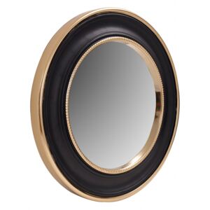 Oglindă rotunda cu rama din fier si MDF negru/auriu 4x45x45 cm
