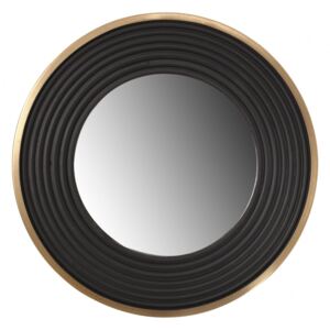 Oglindă rotunda cu rama din fier si MDF negru/auriu 3x38x38 cm