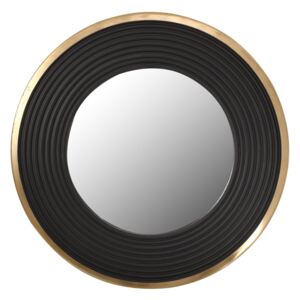 Oglindă rotunda cu rama din fier si MDF negru/auriu 3x51x51 cm