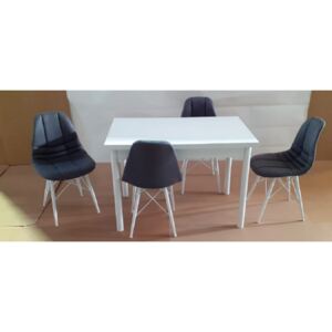Set dining masa extensibila Polo White+ 4 scaune Dafne Grey