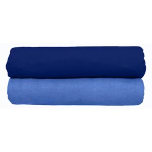 Cearceaf de pat cu elastic, 2 bucati - albastru - Mărimea 100x200x25cm