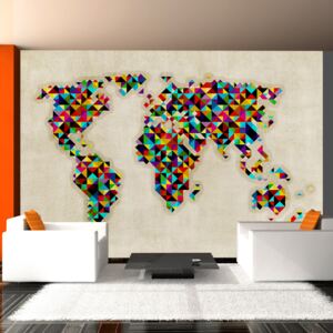 Fototapet - World Map - a kaleidoscope of colors 350x270 cm