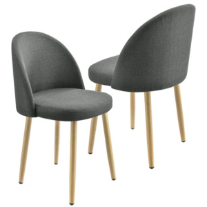 Set 2 bucati scaune design Carmina Dunkelgrau, 76 x 44 cm, textil/metal, gri inchis