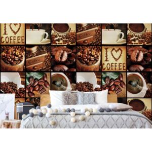 Fototapet - I Love Coffee Coffee Squares Vliesová tapeta - 254x184 cm