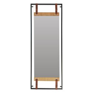 Oglinda acrilica, mad ABOUT, metal/lemn/piele, industrial, negru, 140 x 50 x 5 cm