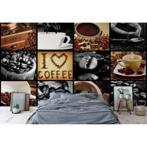 GLIX Fototapet - Love Coffee Squares Papírová tapeta - 368x280 cm