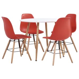 Set de mobilier bucătărie, 5 piese, roșu, material plastic