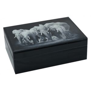 Cutie cu capac alb/negru din MDF si catifea pentru bijuterii Elephant Santiago Pons