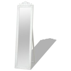 Oglindă în stil baroc independentă, alb, 160 x 40 cm
