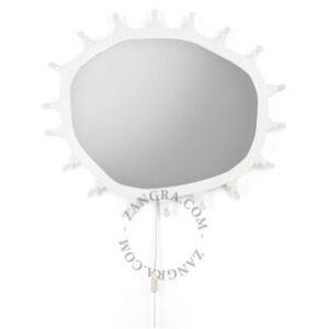 Oglinda ovala alba din lemn cu LED-uri 55x67 cm Alana Zangra