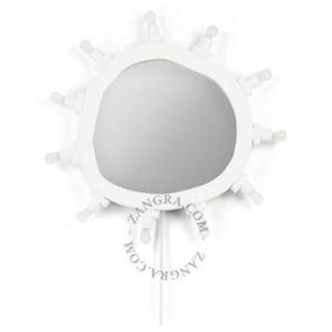 Oglinda ovala alba din lemn cu LED-uri 30x32 cm Alana Zangra